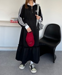 A/W ハーフジップトラックティアードワンピース