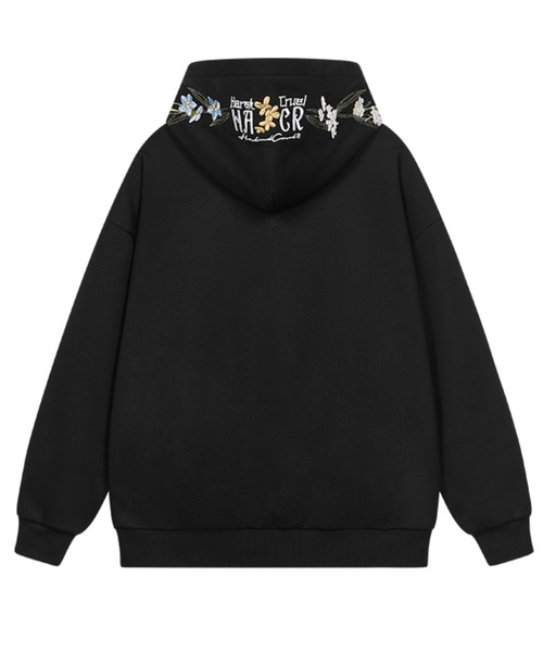 HARSH AND CRUEL(ハーシュアンドクルーエル)の「花柄刺繍プルオーバーパーカー オーバーサイズ ユニセックス HC24SW2TP02【Harsh and Cruel】(パーカー・メンズ・ホワイト/ブラック・M/L/XL)」の6枚目の写真