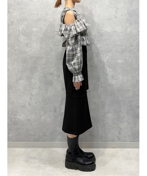 AND COUTURE（アンドクチュール）の「オープンショルダーチェックフリルブラウス（シャツ/ブラウス・レディース・ブラウン系その他/ブラック系その他・FREE）」の10枚目の写真