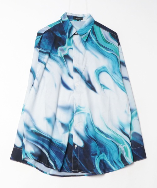 Marble print long sleeve shirt / マーブルプリント長袖シャツ unisex 