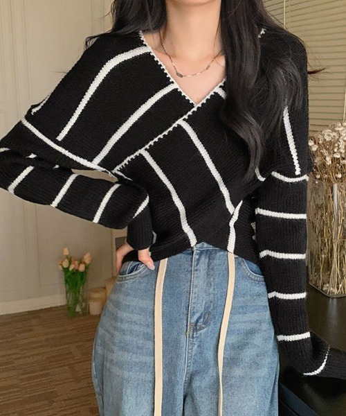 Miniministore(ミニミニストア)の「クロスニットトップス カシュクール風(ニット/セーター・レディース・ブラック/イエロー/グリーン/ホワイト・FREE)」の20枚目の写真