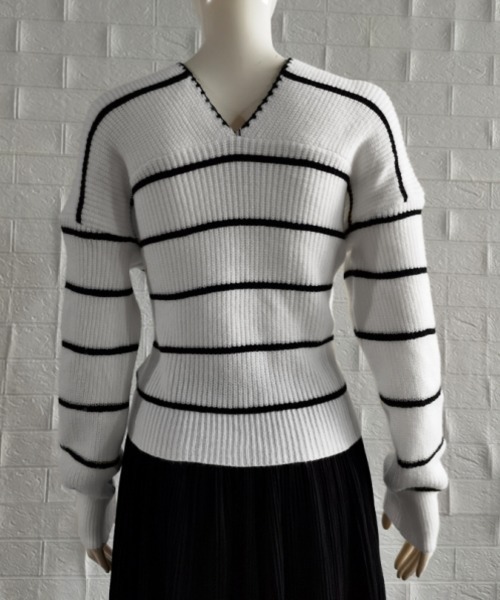 Miniministore(ミニミニストア)の「クロスニットトップス カシュクール風(ニット/セーター・レディース・ブラック/イエロー/グリーン/ホワイト・FREE)」の9枚目の写真
