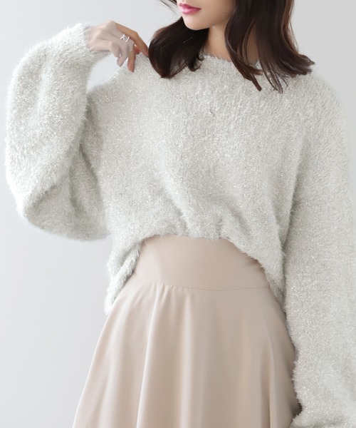 nouvellemoi（ヌーベルモイ）の「ボリュームスリーブラメニット（ニット/セーター・レディース・ベージュ/ライトグレー/アイボリー/ブラック・M）」の2枚目の写真