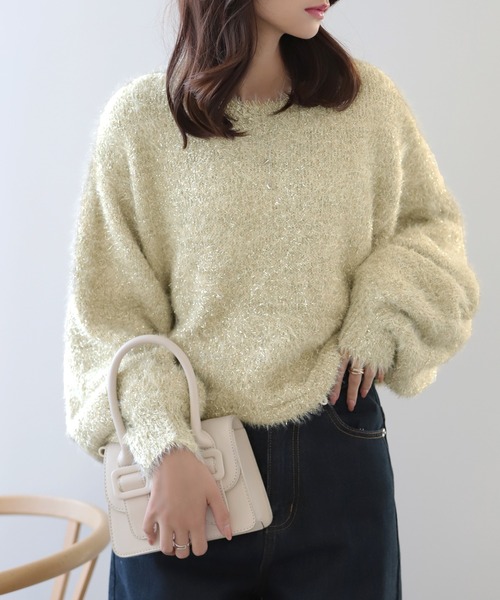 nouvellemoi（ヌーベルモイ）の「ボリュームスリーブラメニット（ニット/セーター・レディース・ベージュ/ライトグレー/アイボリー/ブラック・M）」の5枚目の写真