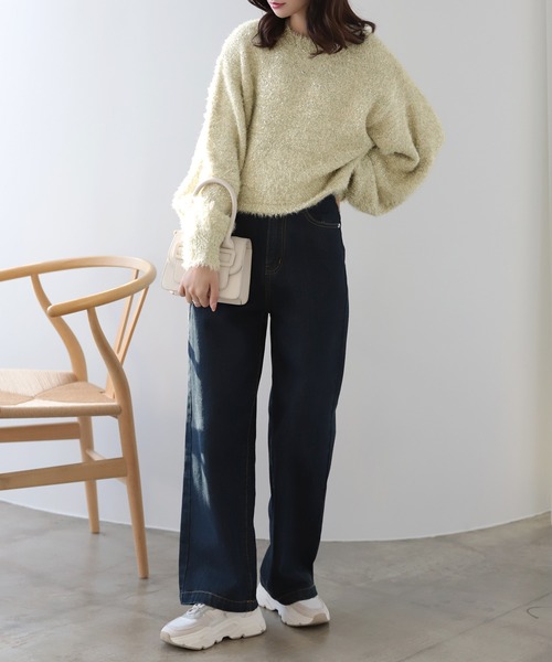 nouvellemoi（ヌーベルモイ）の「ボリュームスリーブラメニット（ニット/セーター・レディース・ベージュ/ライトグレー/アイボリー/ブラック・M）」の6枚目の写真