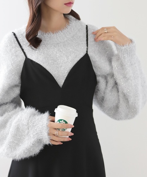 nouvellemoi（ヌーベルモイ）の「ボリュームスリーブラメニット（ニット/セーター・レディース・ベージュ/ライトグレー/アイボリー/ブラック・M）」の9枚目の写真