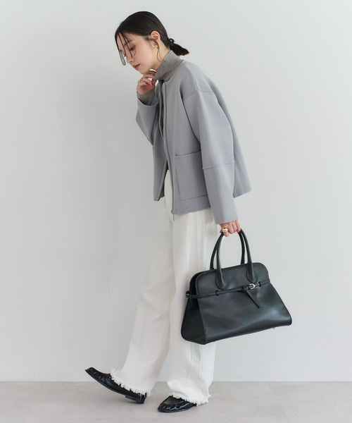 セール】フロントジップ畦編みダンボールニットカーディガン