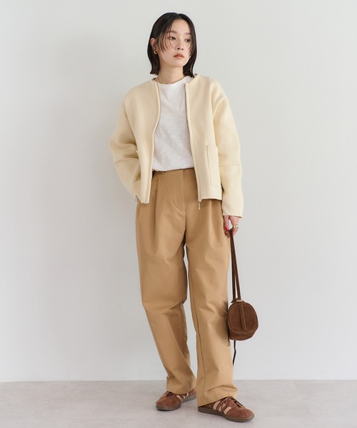 セール】フロントジップ畦編みダンボールニットカーディガン