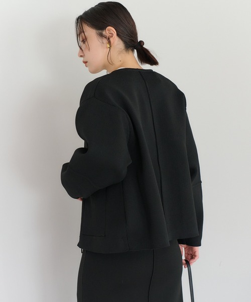 セール】フロントジップ畦編みダンボールニットカーディガン