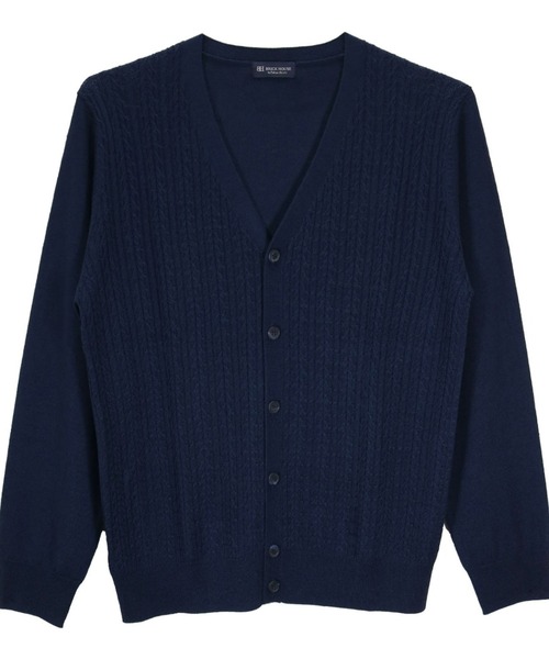TOKYO SHIRTS（トウキョウシャツ）の「セットインケーブル ニットカーディガン（カーディガン/ボレロ・メンズ・グレイッシュベージュ/ネイビー・M/L/LL）」の7枚目の写真