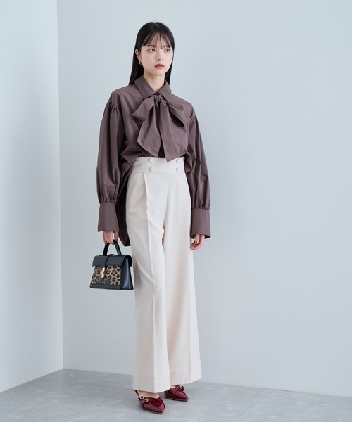 VIS（ビス）の「【美warm】ストレッチ釦付きワイドパンツ/スラックス【アンチピリング/防シワ/洗える】（その他パンツ・レディース・チャコールグレー/ブラウン系その他/ブラック系その他/ベージュ系その他・M/L/S/SS）」の22枚目の写真