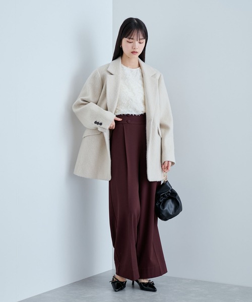 VIS（ビス）の「【美warm】ストレッチ釦付きワイドパンツ/スラックス【アンチピリング/防シワ/洗える】（その他パンツ・レディース・チャコールグレー/ブラウン系その他/ブラック系その他/ベージュ系その他・M/L/S/SS）」の21枚目の写真