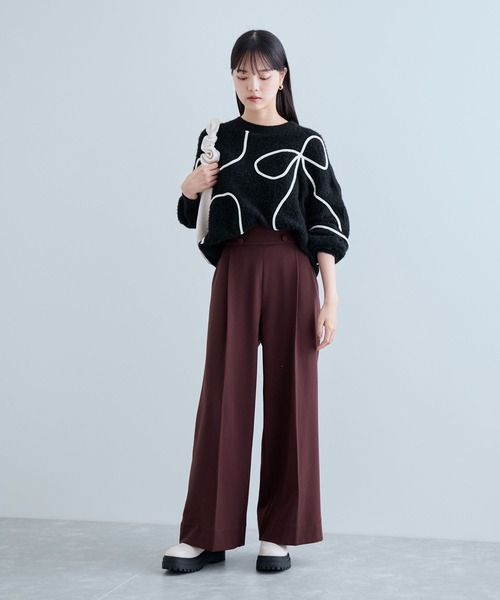 VIS（ビス）の「【美warm】ストレッチ釦付きワイドパンツ/スラックス【アンチピリング/防シワ/洗える】（その他パンツ・レディース・チャコールグレー/ブラウン系その他/ブラック系その他/ベージュ系その他・M/L/S/SS）」の20枚目の写真