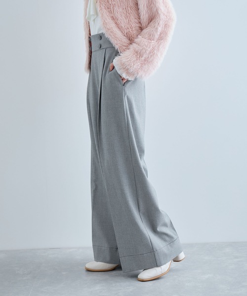 VIS（ビス）の「【美warm】ストレッチ釦付きワイドパンツ/スラックス【アンチピリング/防シワ/洗える】（その他パンツ・レディース・チャコールグレー/ブラウン系その他/ブラック系その他/ベージュ系その他・M/L/S/SS）」の18枚目の写真