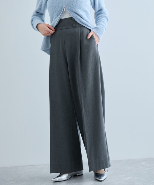 VIS（ビス）の「【美warm】ストレッチ釦付きワイドパンツ/スラックス【アンチピリング/防シワ/洗える】（その他パンツ・レディース・チャコールグレー/ブラウン系その他/ブラック系その他/ベージュ系その他・M/L/S/SS）」の17枚目の写真