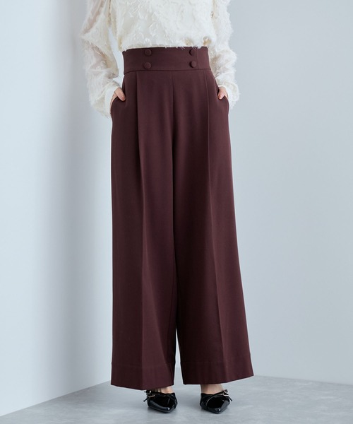 VIS（ビス）の「【美warm】ストレッチ釦付きワイドパンツ/スラックス【アンチピリング/防シワ/洗える】（その他パンツ・レディース・チャコールグレー/ブラウン系その他/ブラック系その他/ベージュ系その他・M/L/S/SS）」の14枚目の写真