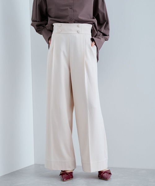 VIS（ビス）の「【美warm】ストレッチ釦付きワイドパンツ/スラックス【アンチピリング/防シワ/洗える】（その他パンツ・レディース・チャコールグレー/ブラウン系その他/ブラック系その他/ベージュ系その他・M/L/S/SS）」の13枚目の写真