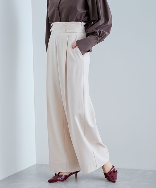 VIS（ビス）の「【美warm】ストレッチ釦付きワイドパンツ/スラックス【アンチピリング/防シワ/洗える】（その他パンツ・レディース・チャコールグレー/ブラウン系その他/ブラック系その他/ベージュ系その他・M/L/S/SS）」の12枚目の写真