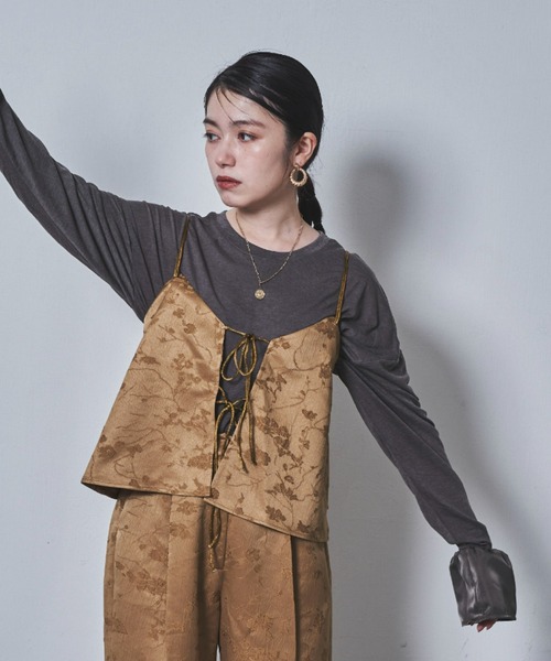 tarin arin(タリンアリン)の「【150㎝前後の小柄さんサイズ】ジャガードキャミソール(ベスト・レディース・ブラウン/ブラック/ベージュ・M/S)」の9枚目の写真
