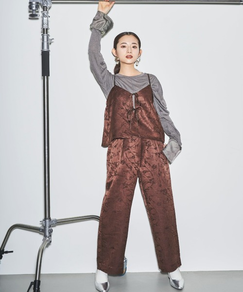 tarin arin(タリンアリン)の「【150㎝前後の小柄さんサイズ】ジャガードキャミソール(ベスト・レディース・ブラウン/ブラック/ベージュ・M/S)」の20枚目の写真