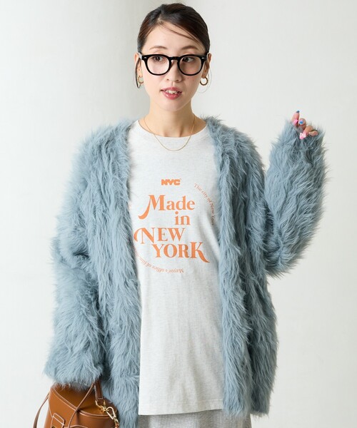 FREAK'S STORE（フリークスストア）の「限定展開　フェザーヤーン シャギー ニット カーディガン（カーディガン/ボレロ・レディース・ブラック/チャコールグレー/ブルー/ライトグレー/モカ/イエロー/パープル・ﾌﾘ-）」の12枚目の写真