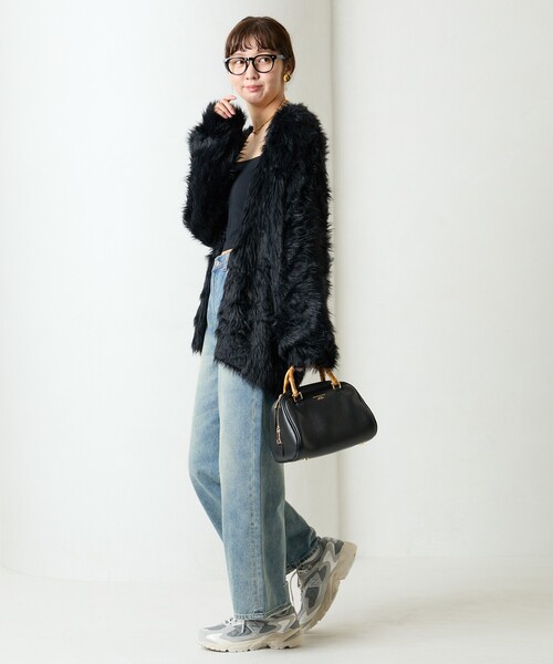 FREAK'S STORE（フリークスストア）の「限定展開　フェザーヤーン シャギー ニット カーディガン（カーディガン/ボレロ・レディース・ブラック/チャコールグレー/ブルー/ライトグレー/モカ/イエロー/パープル・ﾌﾘ-）」の16枚目の写真