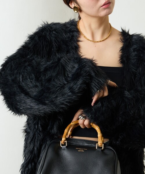 FREAK'S STORE（フリークスストア）の「限定展開　フェザーヤーン シャギー ニット カーディガン（カーディガン/ボレロ・レディース・ブラック/チャコールグレー/ブルー/ライトグレー/モカ/イエロー/パープル・ﾌﾘ-）」の21枚目の写真