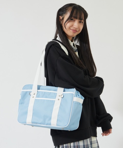 WEGO（ウィゴー）の「WEGO/カラフルスクールバッグ（トートバッグ・レディース・グリーン/ホワイト/ネイビー/ワイン/サックスブルー/ピンク系その他/シルバー・FREE）」の12枚目の写真