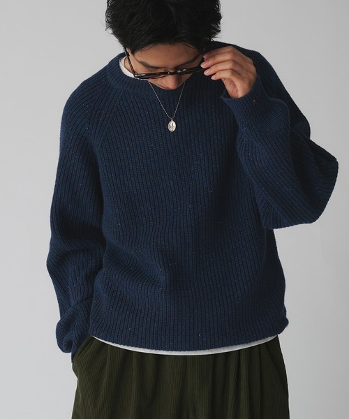 Adoon plain(アドーンプレーン)の「COLOR NEP KNIT PULLOVER / カラーネップニットプルオーバー(ニット/セーター・メンズ・ブラウン/グレー/ネイビー・LARGE/MEDIUM)」の3枚目の写真