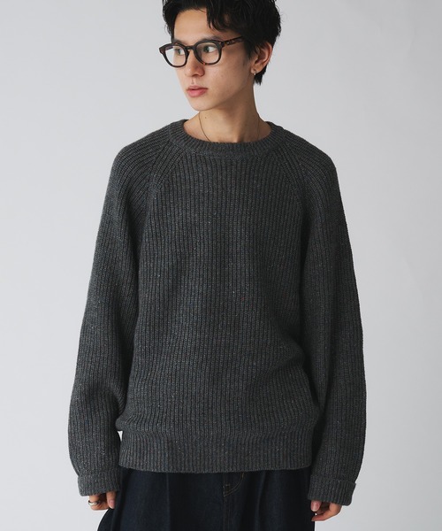 Adoon plain(アドーンプレーン)の「COLOR NEP KNIT PULLOVER / カラーネップニットプルオーバー(ニット/セーター・メンズ・ブラウン/グレー/ネイビー・LARGE/MEDIUM)」の2枚目の写真