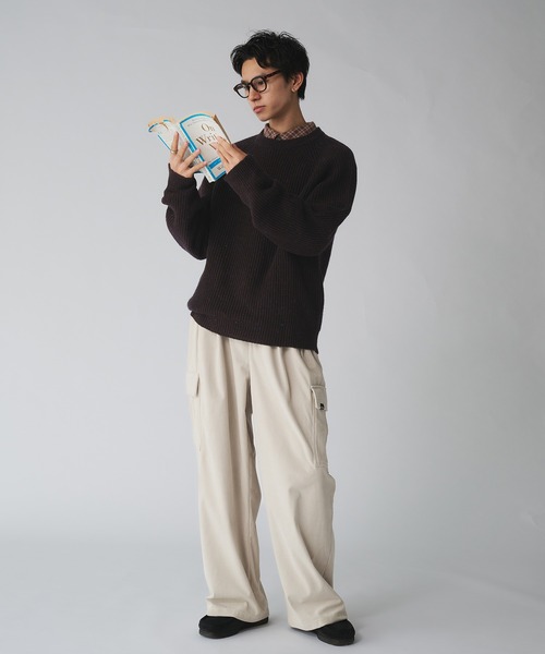 Adoon plain(アドーンプレーン)の「COLOR NEP KNIT PULLOVER / カラーネップニットプルオーバー(ニット/セーター・メンズ・ブラウン/グレー/ネイビー・LARGE/MEDIUM)」の19枚目の写真