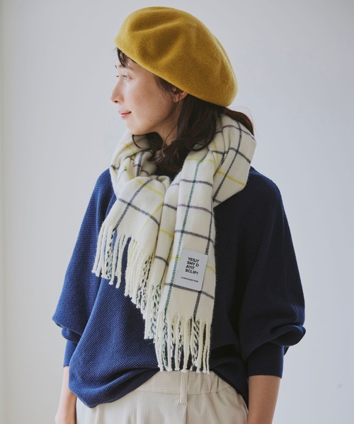 studio CLIP（スタディオクリップ）の「【静電気軽減】チェックストール（ストール/ショール・レディース・アイボリー/ブルー/ベージュ/レッド・FREE）」の3枚目の写真