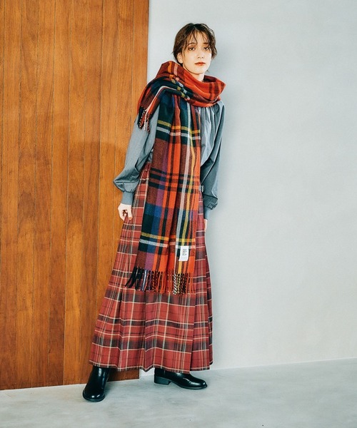 studio CLIP（スタディオクリップ）の「【静電気軽減】チェックストール（ストール/ショール・レディース・アイボリー/ブルー/ベージュ/レッド・FREE）」の10枚目の写真