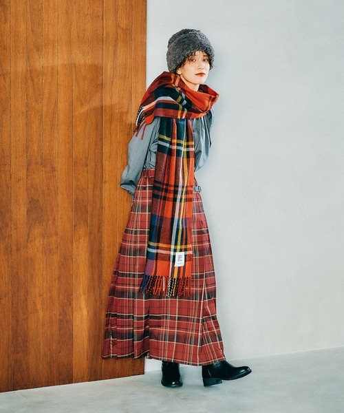 studio CLIP（スタディオクリップ）の「【静電気軽減】チェックストール（ストール/ショール・レディース・アイボリー/ブルー/ベージュ/レッド・FREE）」の12枚目の写真