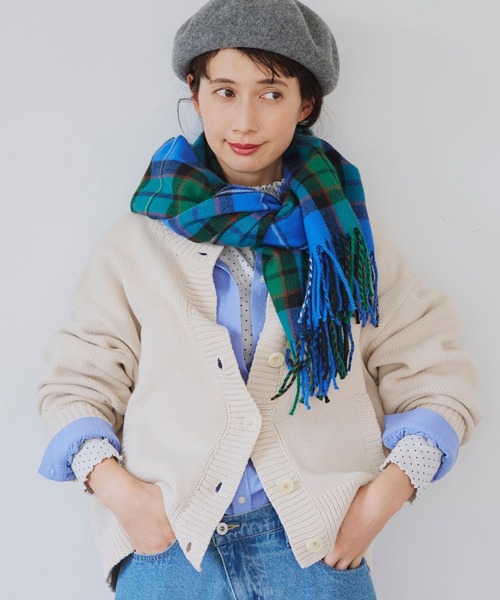 studio CLIP（スタディオクリップ）の「【静電気軽減】チェックストール（ストール/ショール・レディース・アイボリー/ブルー/ベージュ/レッド・FREE）」の15枚目の写真