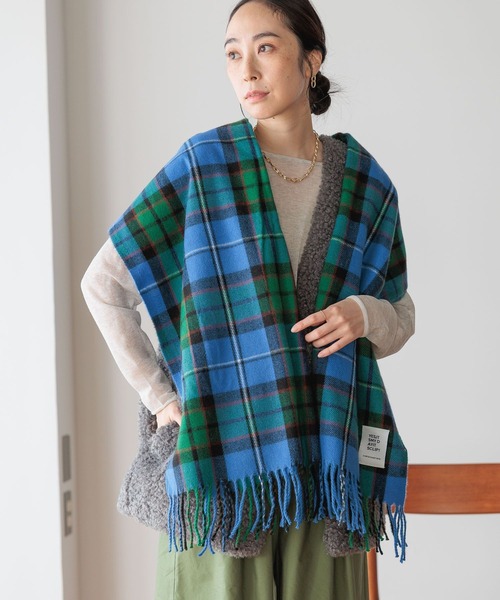 studio CLIP（スタディオクリップ）の「【静電気軽減】チェックストール（ストール/ショール・レディース・アイボリー/ブルー/ベージュ/レッド・FREE）」の19枚目の写真