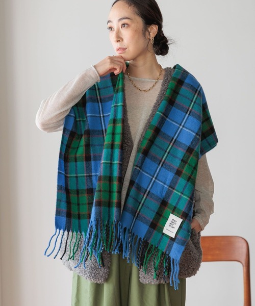 studio CLIP（スタディオクリップ）の「【静電気軽減】チェックストール（ストール/ショール・レディース・アイボリー/ブルー/ベージュ/レッド・FREE）」の20枚目の写真