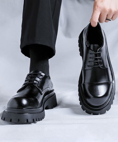shoes365(シューズスリーシックスファイヴ)の「【shoes365】メンズ PUレザーハイソールストレートチップシューズ(ドレスシューズ・メンズ・ブラウン/ブラック・24.5cm/25.0cm/25.5cm/26.0cm/26.5cm/27.0cm)」の7枚目の写真
