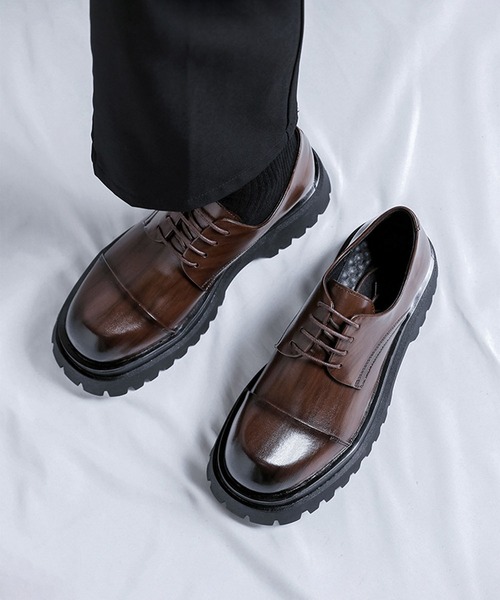 shoes365(シューズスリーシックスファイヴ)の「【shoes365】メンズ PUレザーハイソールストレートチップシューズ(ドレスシューズ・メンズ・ブラウン/ブラック・24.5cm/25.0cm/25.5cm/26.0cm/26.5cm/27.0cm)」の10枚目の写真