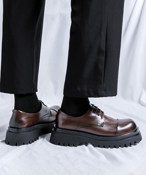 shoes365(シューズスリーシックスファイヴ)の「【shoes365】メンズ PUレザーハイソールストレートチップシューズ(ドレスシューズ・メンズ・ブラウン/ブラック・24.5cm/25.0cm/25.5cm/26.0cm/26.5cm/27.0cm)」の8枚目の写真