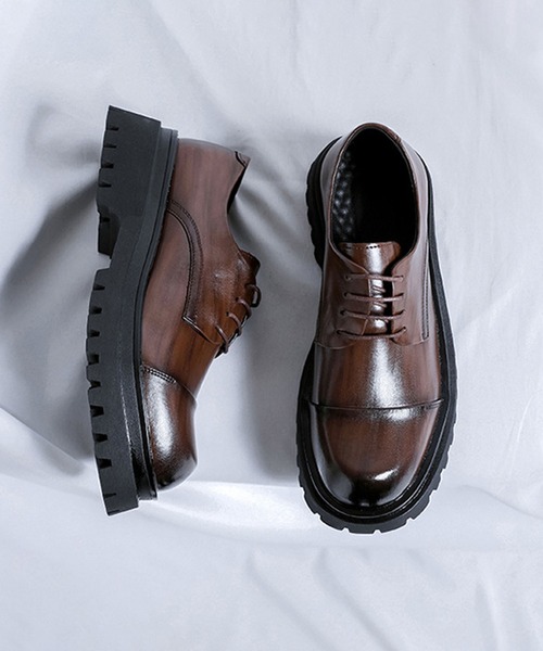 shoes365(シューズスリーシックスファイヴ)の「【shoes365】メンズ PUレザーハイソールストレートチップシューズ(ドレスシューズ・メンズ・ブラウン/ブラック・24.5cm/25.0cm/25.5cm/26.0cm/26.5cm/27.0cm)」の13枚目の写真