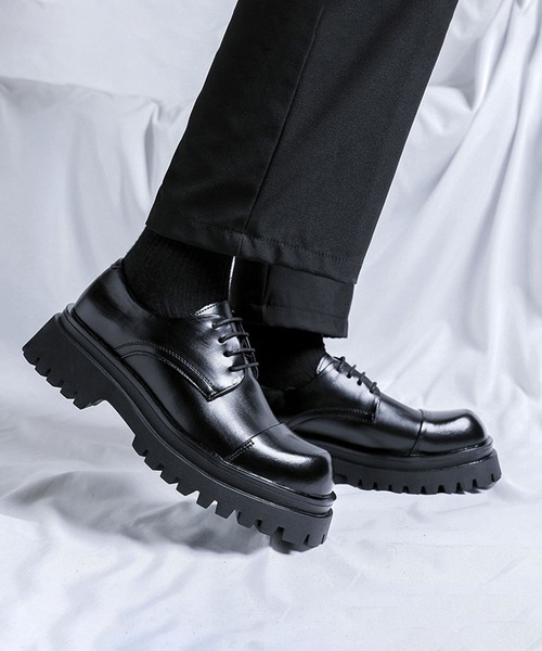 shoes365(シューズスリーシックスファイヴ)の「【shoes365】メンズ PUレザーハイソールストレートチップシューズ(ドレスシューズ・メンズ・ブラウン/ブラック・24.5cm/25.0cm/25.5cm/26.0cm/26.5cm/27.0cm)」の5枚目の写真