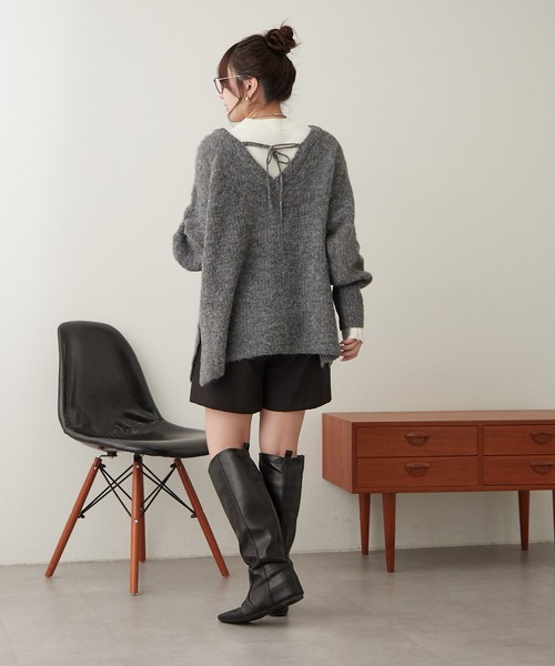 continuer de NICE CLAUP（コンティニューデナイスクラップ）の「モヘアタッチ後リボンニット（ニット/セーター・レディース・グリーン系その他/ベージュ系その他/グレー系その他2・FREE）」の10枚目の写真