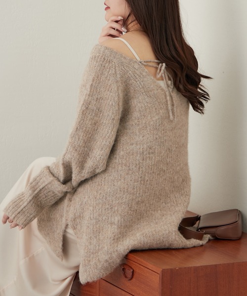 continuer de NICE CLAUP（コンティニューデナイスクラップ）の「モヘアタッチ後リボンニット（ニット/セーター・レディース・グリーン系その他/ベージュ系その他/グレー系その他2・FREE）」の14枚目の写真