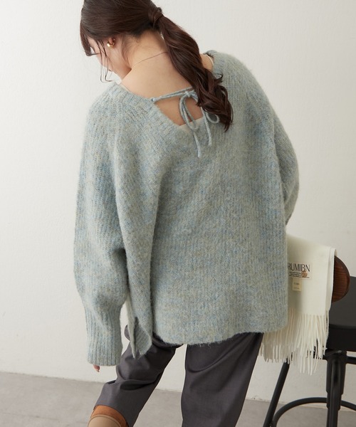 continuer de NICE CLAUP（コンティニューデナイスクラップ）の「モヘアタッチ後リボンニット（ニット/セーター・レディース・グリーン系その他/ベージュ系その他/グレー系その他2・FREE）」の18枚目の写真