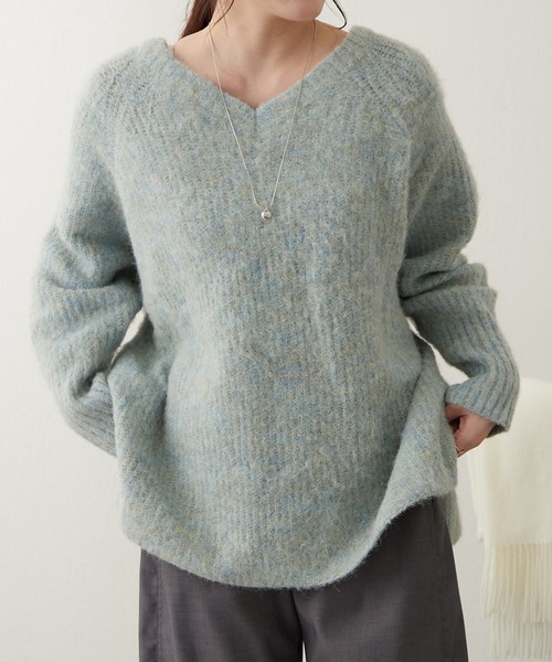 continuer de NICE CLAUP（コンティニューデナイスクラップ）の「モヘアタッチ後リボンニット（ニット/セーター・レディース・グリーン系その他/ベージュ系その他/グレー系その他2・FREE）」の5枚目の写真