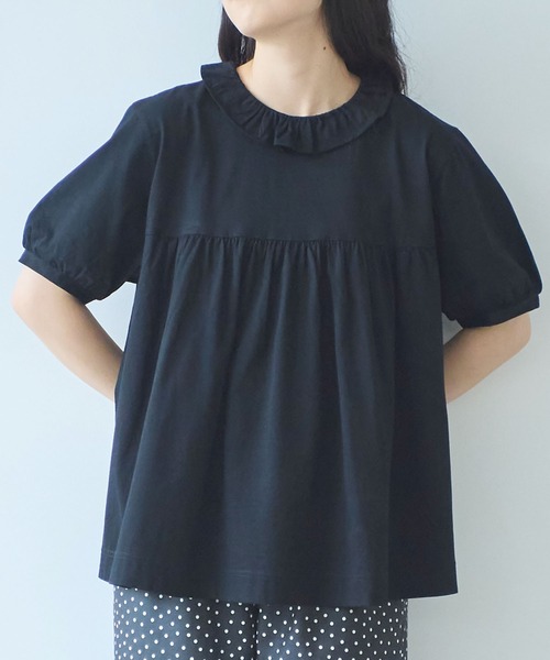 tシャツ シルケット天竺 mini frill 半袖プルオーバー レディース AMBIDEX Store △〇 60/2 シルケット天竺 mini frill 半袖プル