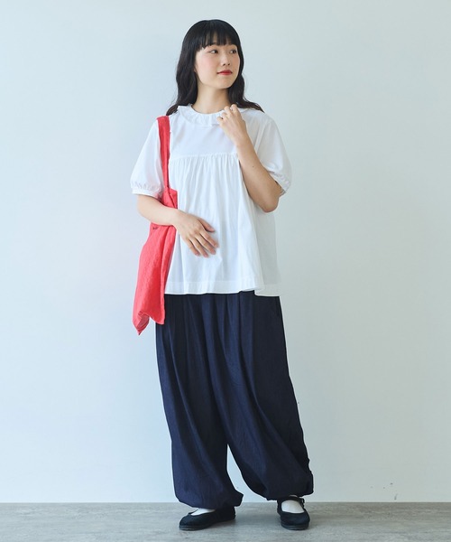 tシャツ シルケット天竺 mini frill 半袖プルオーバー レディース AMBIDEX Store △〇 60/2 シルケット天竺 mini frill 半袖プル