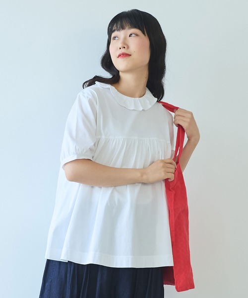 △シルケット天竺 frill collar プルオーバー（Tシャツ