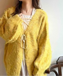 【apres jour clair】シャギーレースアップニットカーディガン【ZOZOTOWN限定アイテム】